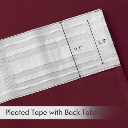 MIULEE Wine Red Back Tab Blackout Curtains 102 Inch Long 2 Panels Set for Bedroom, Rod Pocket/Pinch Pleated Thermal Insulated Living Room Darkening Light Blocking Floor to Ceiling Drapes