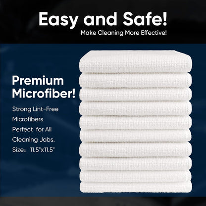 AIDEA Microfiber Cleaning Cloth White-100PK, Absorbent Cleaning Rags, Commercial Shop Rags Lint-Free, Scratch-Free, White Microfiber Towels for Cars, Kitchen Towels White 11.5 in.x 11.5 in.