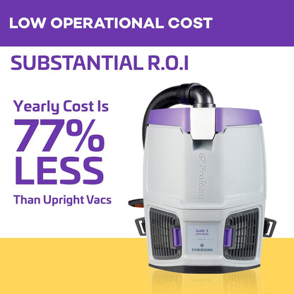 ProTeam GoFit 3 Commercial Backpack Vacuum with Xover Multi-Surface Two-Piece Wand Took Kit, 3 qt, Corded