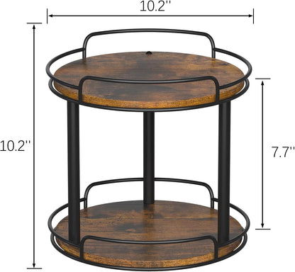 LAMU 10.2'' Wood Lazy Susan Turntable Organizer for Cabinet, 2 Tier Lazy Susan Spice Rack Organizer for Kitchen, Table Top, Countertop, Pantry, Medicine Organizer