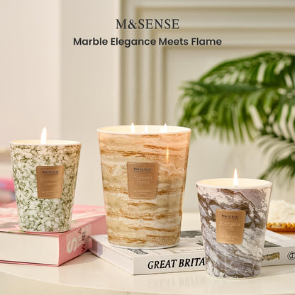 M&SENSE Sandalwood Jasmine Scented Candles for Home, 3-Wick Highly Scented Jar Candles, Extra Large Candle 35 Oz 150 Hours Long Lasting Burning, Relaxing Aromatherapy Candle for Stress Relief