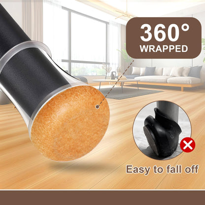 20 Pcs Chair Leg Floor Protectors for Hardwood Floors, Clear Rubber Furniture Sliders with Felt, Silicone Furniture Leg Caps Covers, Fit Round Diameter (1.2" to 1.4")