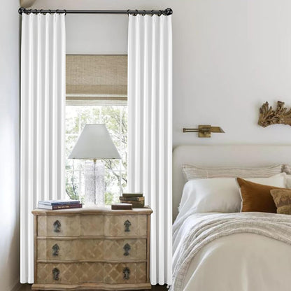 KangBang Pure White Pinch Pleated Curtains 84 Inches Long 2 Panels Set, Room Darkening Energy Saving Soft Drapes for Bedroom Kitchen with Hooks, Privacy Vertical Decorative,40x84 Inch