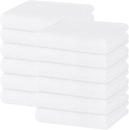 Homaxy 100% Cotton Waffle Weave Kitchen Dish Towels, Ultra Soft Absorbent Quick Drying Cleaning Towel, 13 x 28 Inches, 12-Pack, White