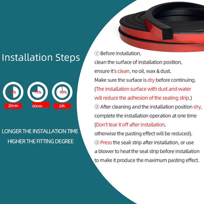 Solid Rectangle Rubber Seal with High Tack Self-Adhesive Tape, EPDM Foam Rubber Weather Stripping for Boat, Auto, RV, Marine, Garage Doors/Window Seal, Black(26Feet)