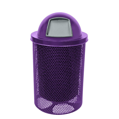 COATEDOUTDOORFURNITURE RDT-P-PUR Heavy Duty Round Trash Receptacle with Dome Top, Liner Included, 32 Gallon, Purple, Made in America