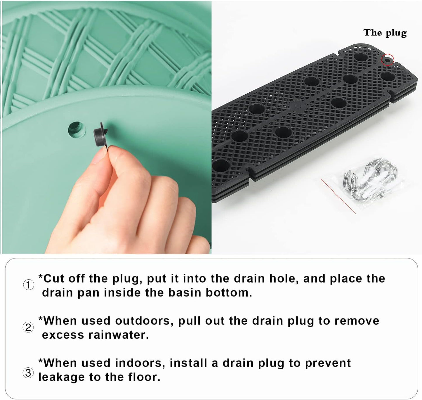 Sungmor 3 Pack Wall Hanging Planters, 16.5 Inch Railing Fence Hanging Flower Pots, Thickened Plastic Water Storage Plant Pot, Indoor Outdoor Garden Balcony Decor, Light Green Large Plant Basket