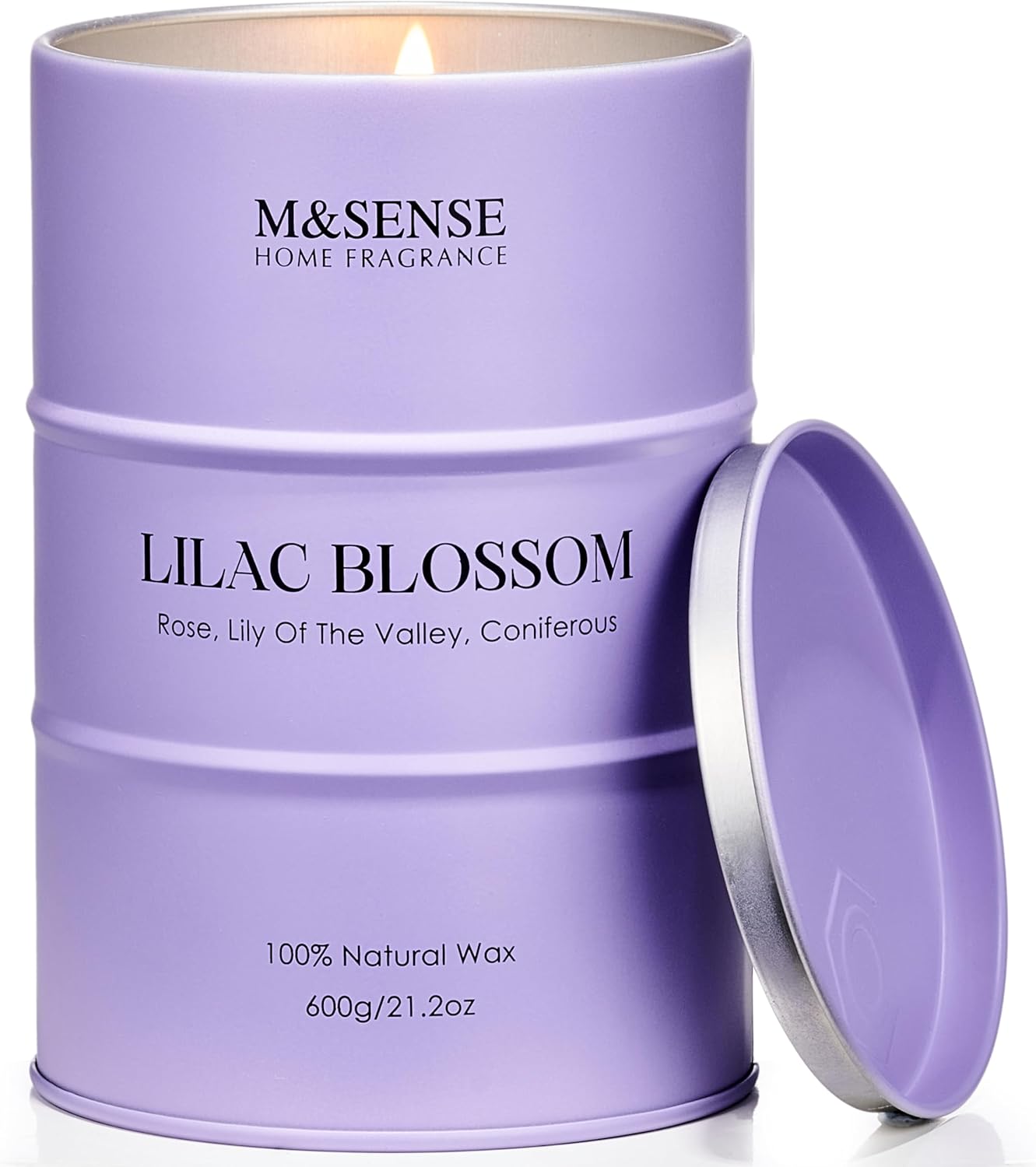 M&SENSE Lilac Blossom Soy Candles for Home Scented, 21.2oz 120 Hour Long Burning Large Aromatherapy Candle for Stress Relief Meditation Yoga Relaxing SPA, Housewarming Gifts for Women