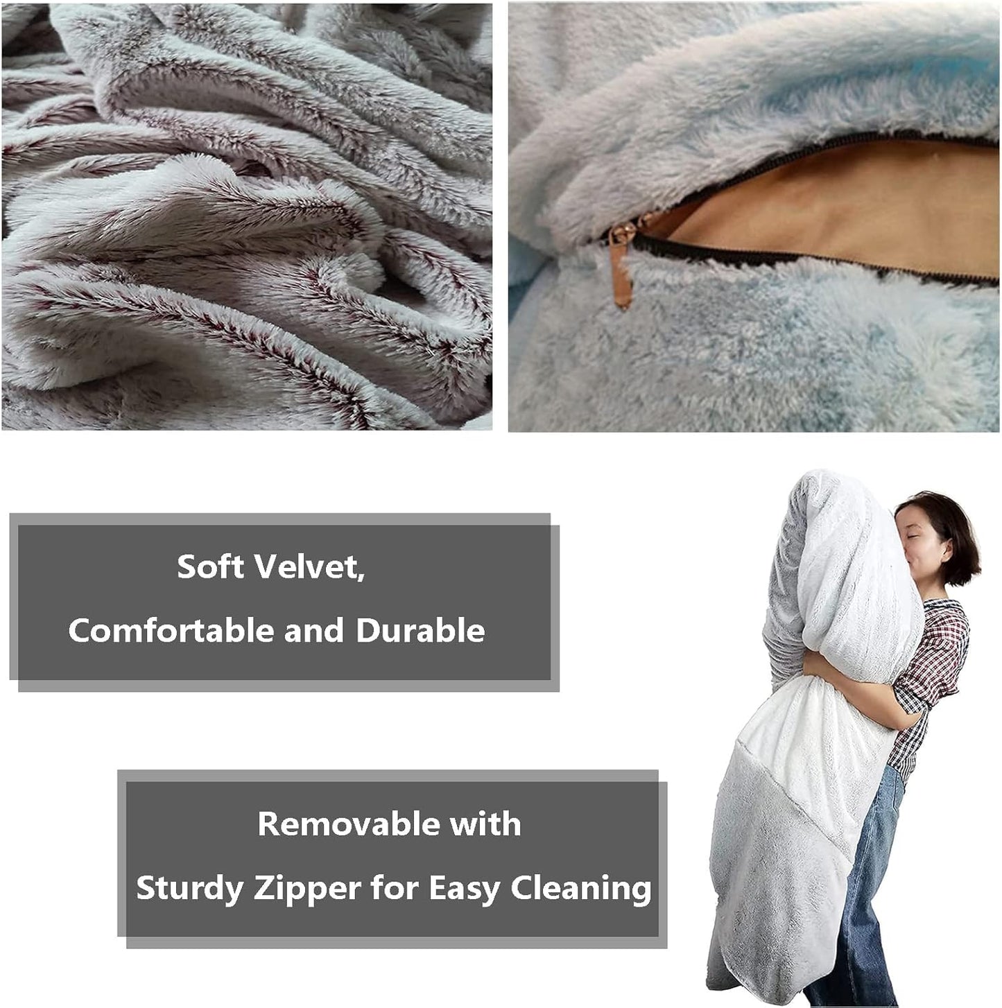 Big Huge Giant Bean Bag Chair for Adults, (No Filler) Bean Bag Chairs in Multiple Sizes and Colors Giant Foam-Filled Furniture - Machine Washable Covers, Double Stitched Seams (Gray 1,6FT)