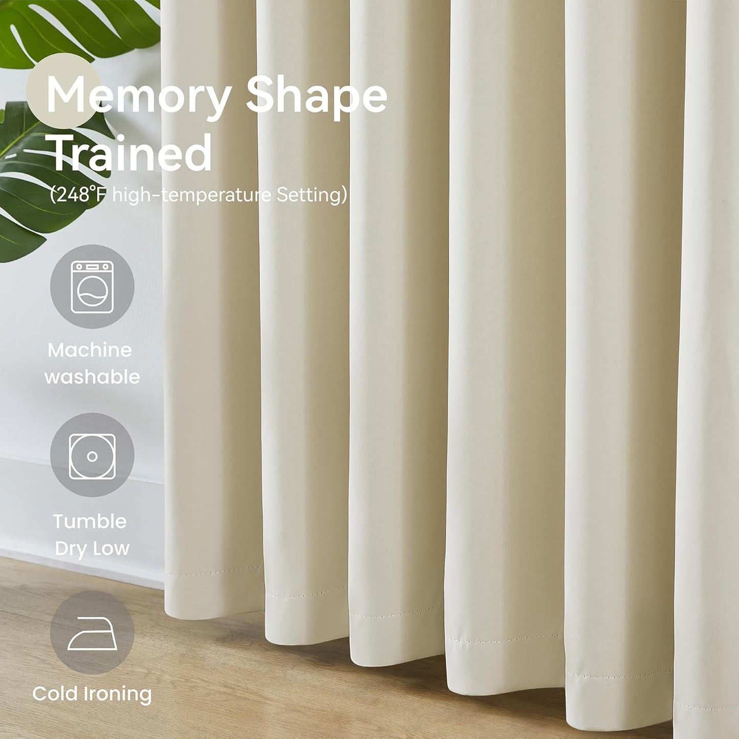 KangBang Pinch Pleated 94 Inch Blackout Curtains 2 Panels Set, Noise Canceling Thermal Elegant Modern Ivory Draperies for Living Room Nursery, Memory Pleat Curtains with Hooks (40Wx94L, Cream)