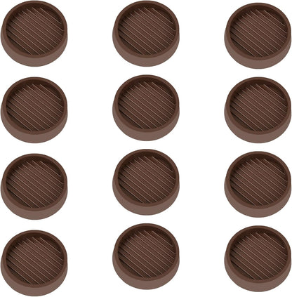 2X2 Round Rubber Caster Cups, Non Slip Furniture Pads, Anti-Slip Gripper, Anti Skid Furniture Feet, Anti Slide Floor Protector for Bed Couch Table Chair Stoppers (Brown, 12 Pack)