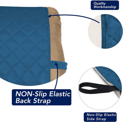 PureFit Reversible Quilted Sofa Cover, Water Resistant Slipcover Furniture Protector, Washable Couch Cover with Non Slip and Elastic Straps for Kids, Dogs, Pets (Small Recliner, Peacock Blue/Beige)