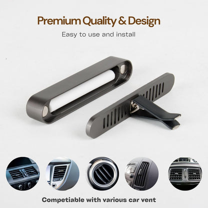 2 Packs Car Air Freshener Diffuser, Essential Oil Diffusers Vent Clip, Perfume Diffuser with 6 Refill Unscent Fiber Sticks, Premium Car Accessories, Metal & Wood design, Custom Scent, Gift For Men