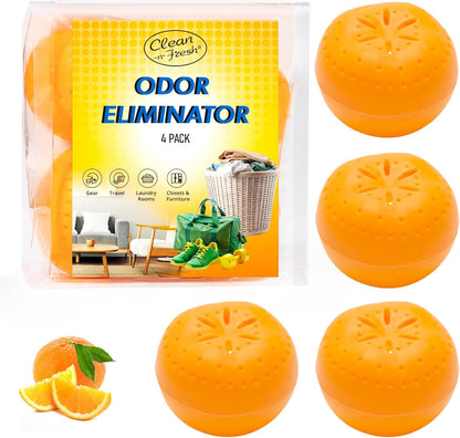 4 Pack Baking Soda Deodorizers, Shoe Deodorizer Balls, Air Freshener for Home, Odor Eliminator for Closets Bathroom Pets, Up to 80 Days