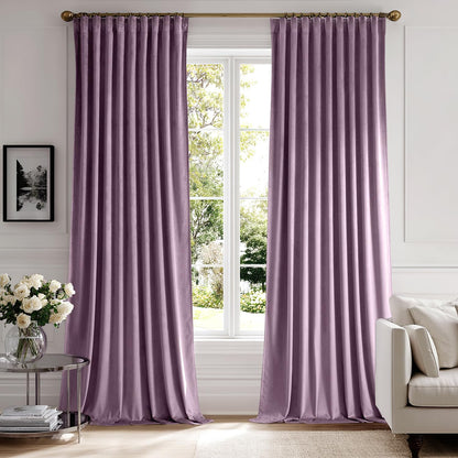 MIULEE Lavender Velvet Curtains 84 inches 2 Panels - Luxury Room Darkening Window Drapes for Bedroom Living Room Thermal Insulated Super Soft Blackout, Back Tab Rod Pocket Pinch Pleated, Purple