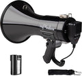 MyMealivos 50W Megaphone Speaker with Rechargeable Battery, Cover up to 1600ft Large Outdoor Space, Bulit in Sirens, 240s Recording and Sound Amplification, Supports AUX/USB/SD Card Input-Black