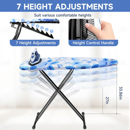 Ironing Board, Compact and Space Saver Ironing Board, Extra Wide Ironing Area with Extra Thick Heavy Duty Padded Cover, Stable Structure, Easy to Fold,Height Adjustable