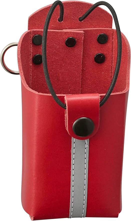 Shield Wallets Reflective Red Leather Firefighter Bundle Anti-Sway Strap for Radio, Firefighter's Radio Holder with Black Rivets