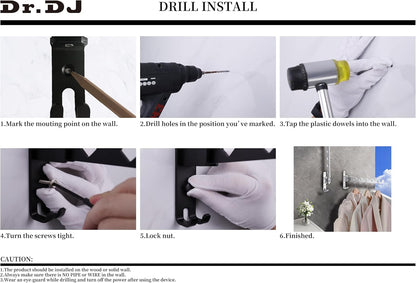 Dr.DJ Wall Hanger for Clothes, Coat Hanger Wall Mounted Silver Retractable Clothes Drying Organizer Rack Garment Hooks Aluminium Folding Indoor Space Save (2 Racks) Silver