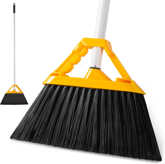 Outdoor Broom with 54'' Long Handle, Heavy Duty Broom for Sweeping Patio, Garden, Lobby, Sidewalks, Perfect for Home Kitchen Room Office Floor