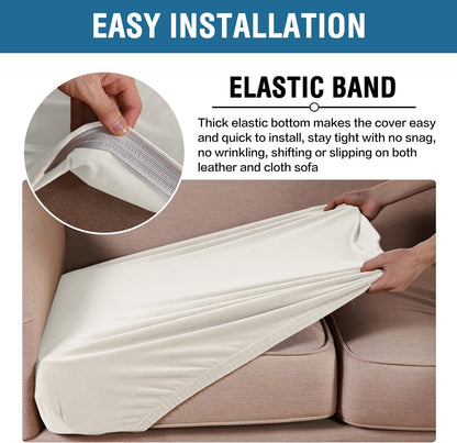 H.VERSAILTEX Velvet Stretch Couch Cushion Cover Plush Cushion Slipcover for Chair Cushion Furniture Protector Seat Cushion Sofa Cover (1 Piece Armchair Cushion Covers, Porcelain)