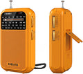 XHDATA D220 Portable Radio AM FM SW Shortwave Receiver Pocket Radios, 2AA Battery Operated Transistor Radio with Excellent Reception for Gift, Family, Elder (Orange)
