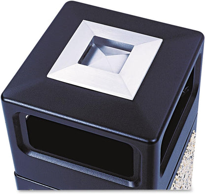 Safco Canmeleon Trash Can, 15 Gallons, Indoor and Outdoor Use, Durable & Weather-Resistant Commercial Garbage Can with Ashtray and Stone Panels, Black