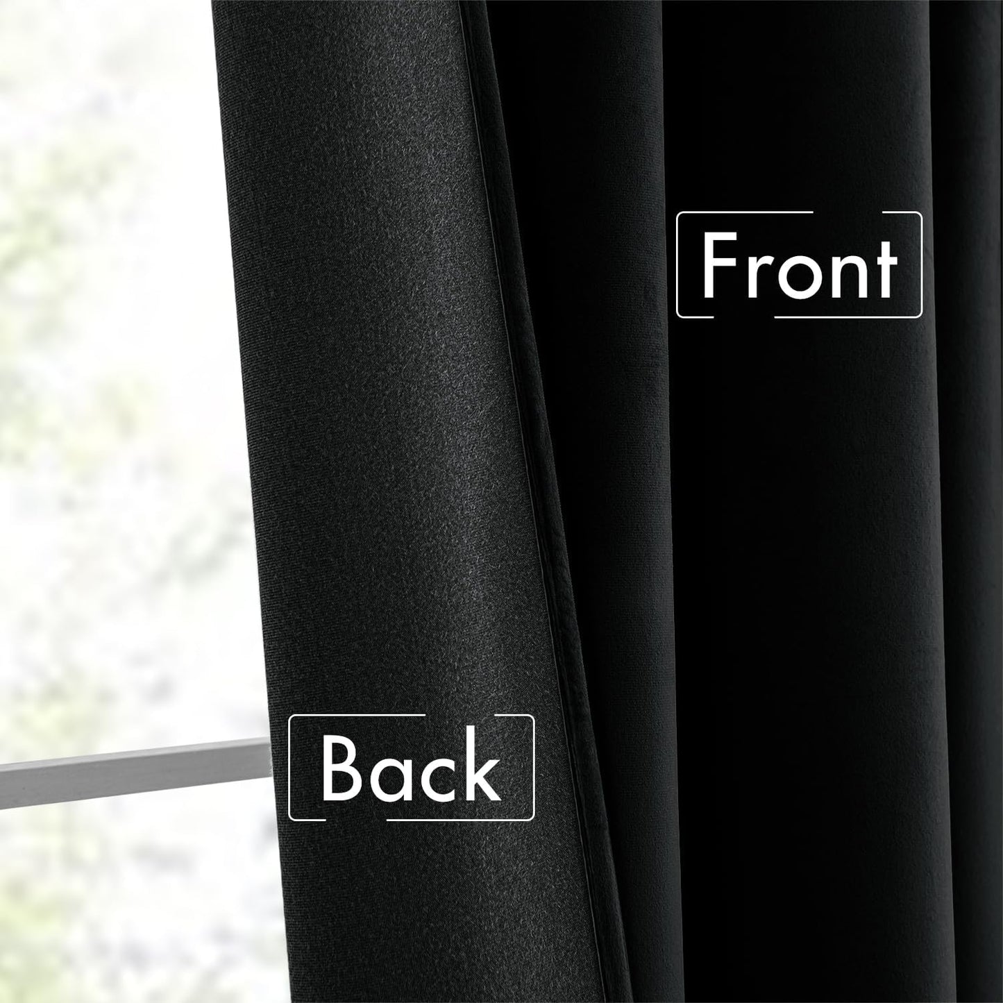MIULEE Black Velvet Curtains 108 inches Long 2 Panels - Luxury Pinch Pleated Room Darkening Window Drapes for Bedroom Living Room Thermal Insulated Super Soft Blackout, Back Tab Rod Pocket