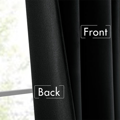 MIULEE Black Velvet Curtains 108 inches Long 2 Panels - Luxury Pinch Pleated Room Darkening Window Drapes for Bedroom Living Room Thermal Insulated Super Soft Blackout, Back Tab Rod Pocket