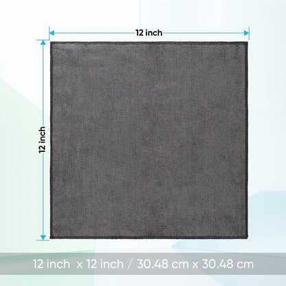 HOMEXCEL Microfiber Washcloths 12 Pack, Highly Absorbent and Soft Face Towel, Multi-Purpose Grey Wash Cloths for Bathroom, Hotel, Spa, Gym, and Kitchen, 12x12 Inch