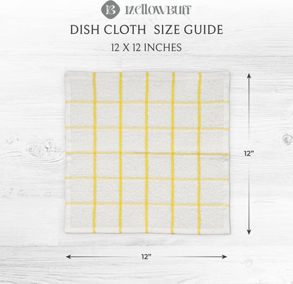 100% Cotton Terry Dish Cloth & Dish Towel, 6 Pack, Super Soft and Absorbent Kitchen Towels, Perfect for Kitchen Cleaning and Dish Washing (Yellow (DT and DC Combo))