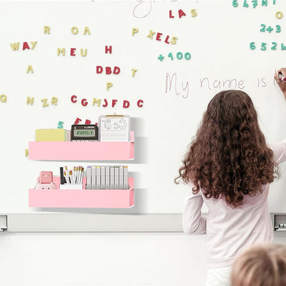 Magnetic Spice Rack Organizer for Fridge Seasoning Organizer for Kitchen Storage With Screw Magnetic Shelf for Oven, RV,Garage,Bathroom (Pink, 4pack)
