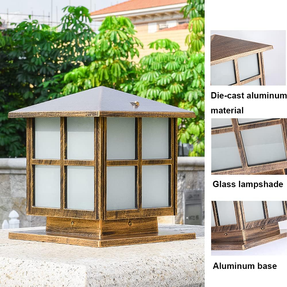 SLAWA Outdoor Post Lights Fixture, Modern Yard Entry Outdoor Column Lights with Aluminum Housing, Patio Pillar Lights Outdoor with Tempered Glass, IP65 Waterproof