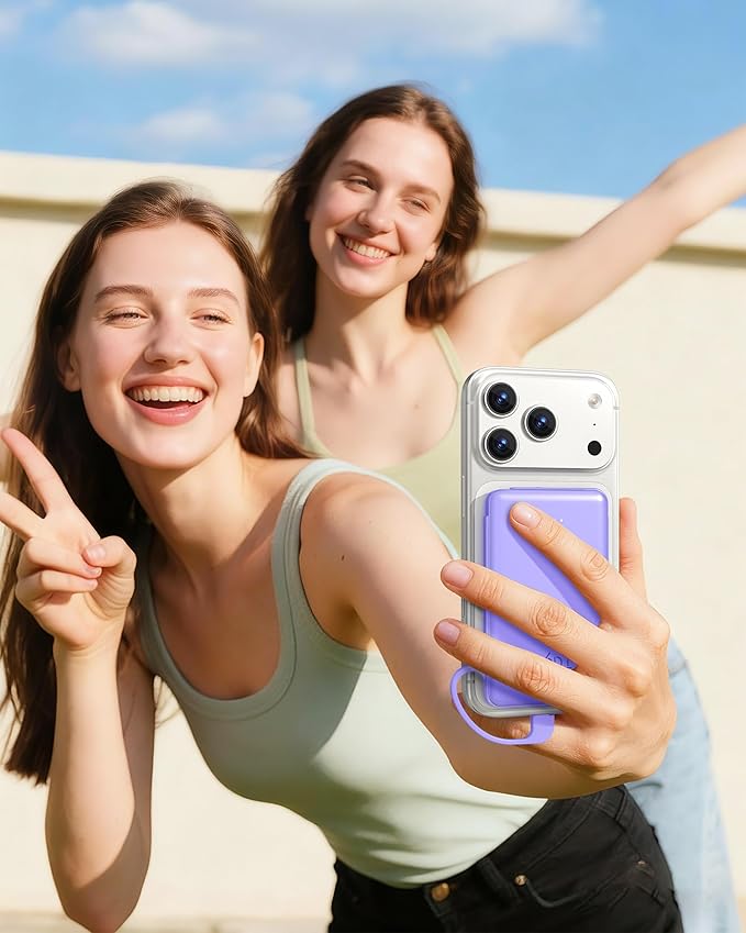 TG90° 2 Pack 5000mAh Power Bank,Small Portable Charge Built-in AC Plug and Cables,Pocket Size USB C External Battery Pack Compatible with iPhone 17 16 15 14 13 12 Samsung Google iPad,White & Purple