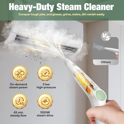 Newbealer Heavy-Duty Steam Cleaner for Home, Stainless Steel Boiler, Steam Mop with 25-Piece Accessories, Max 5 Bar, Multi-Purpose Steamer for Floors, Cars, Furniture, Tiles, and More