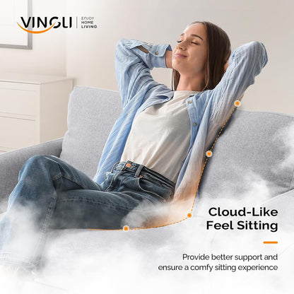 VINGLI 47" Small Couch, Linen Loveseat Sofa Light Grey Mini Couch Mid Century Modern Decor Love Seat for Small Spaces Living Room, Bedroom, Play Room