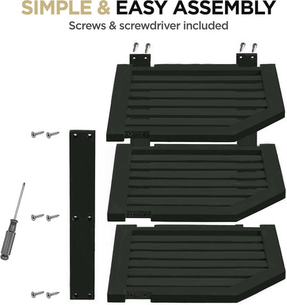 Cabinet Organizer Shelf - Bamboo Corner Rack for Kitchen Counter, Cabinet Space Saver for Plates, Dishes, Bowls, Bread Pantry, Bathroom Storage or Countertop Stand, Black