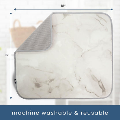 S&T INC. Dish Drying Mat, 16” x 18”, Absorbent Microfiber Kitchen Counter Mat, Dish Drying Pad for Dishes, Utensils, Pots and Pans, Large, Grey Stone