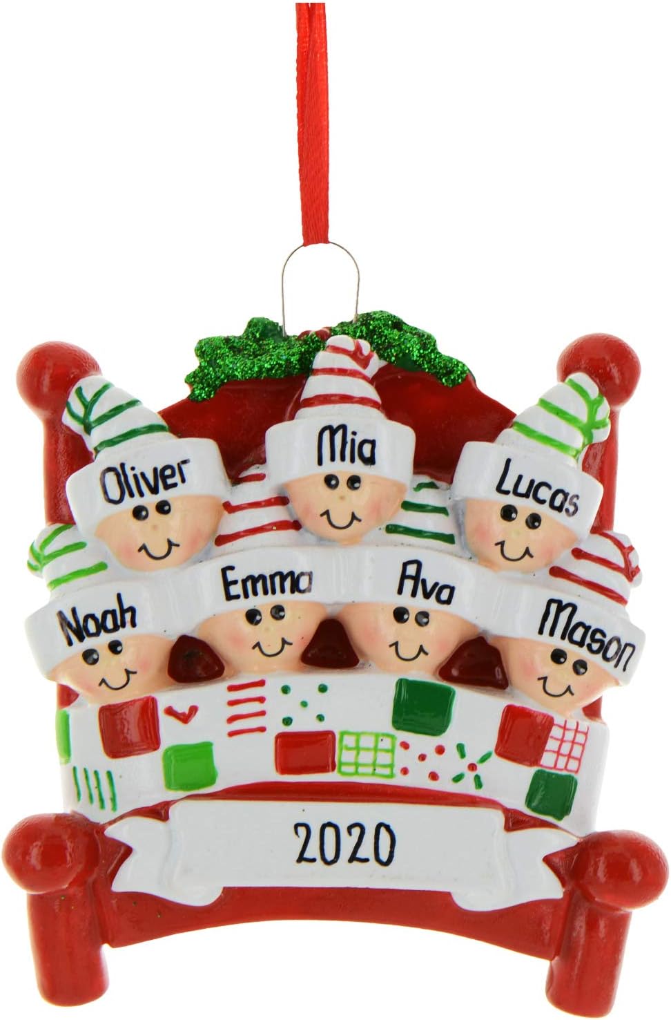 Bedtime Family of 7 Ornament 2025 Personalized Family Christmas Ornaments 2025 | Tucked Together Holiday Keepsake Personalized Tree Ornaments for Grandchildren Siblings & Grandkids of Seven Ornament
