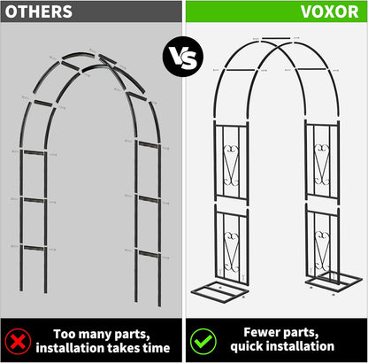 Metal Garden Arch, Heavy Duty Garden Trellis for Climbing Plants, with Enlarged Base for Stability, for Wedding Garden Arch & Bridal Party Decoration, 1 Pack