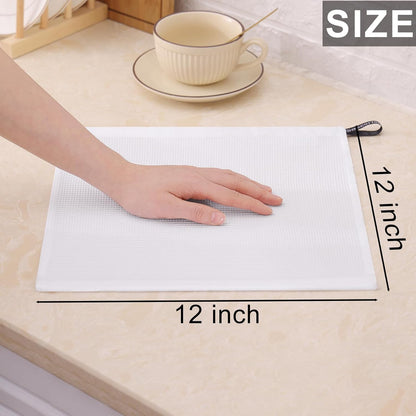 Homaxy 100% Cotton Waffle Weave Dish Cloths - 12 Pack Soft and Absorbent Dish Towels - 12 x 12 Inches Quick Dry Dish Rags - White