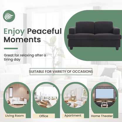 Ottoman Sofa, Modern Comfortable Ottoman with Storage Space for Living Room Apartment Lounge Sofa, Black Bouclé