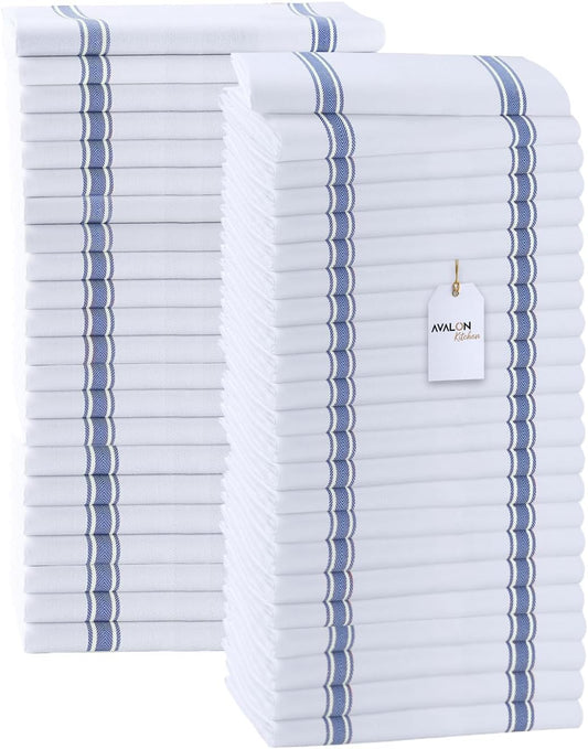 Dish Towels Set (Value Pack of 45) Size 15x25 Inch, 100% Cotton Soft & Absorbent Linen Kitchen Towels, Tea Towels, Reusable Cleaning Cloths for Household Cleaning (Blue)