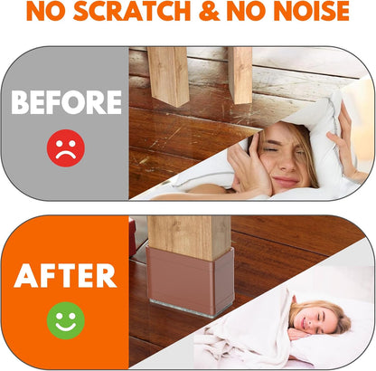 Rectangle Chair Leg Protectors for Hardwood Floors,16 PCS Silicone Covers to Protect Wood Tile Floors Felt Pads Furniture Leg Caps Reduce Noise. Easy to Move.(Brown,0.75 x 2 Inch,Rectangle)