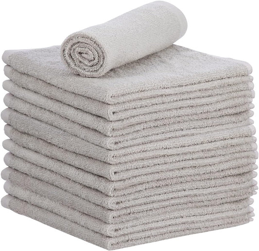 Superio Cotton Terry Washcloths Grey Towels 100% Cotton Cleaning Cloth 16" Rags Wash Clothes for Body and Face, Spa Towels, Multi Purpose (12, 16"x16")