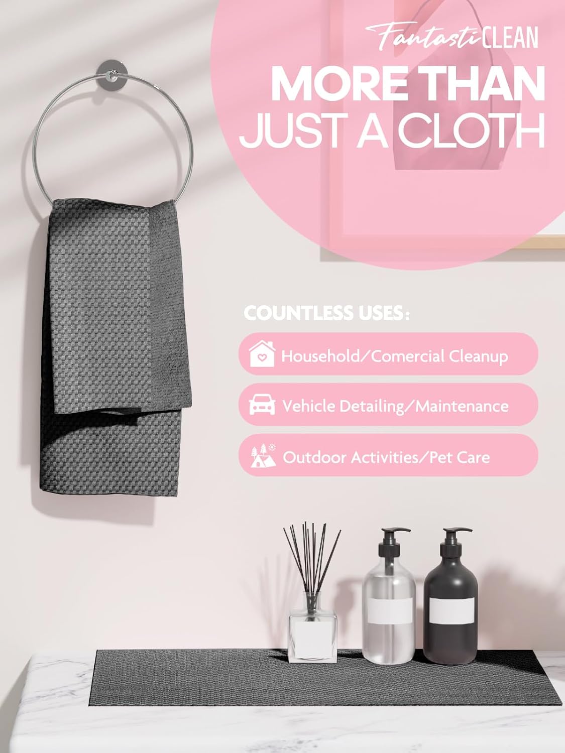 Fantasticlean Large Tear-Away Microfiber Cleaning Cloth Roll - 18'' by 12'', 36 Sheets, Thick Dish Cloths, Super Absorbent Reusable Kitchen Towels (DimGrey)