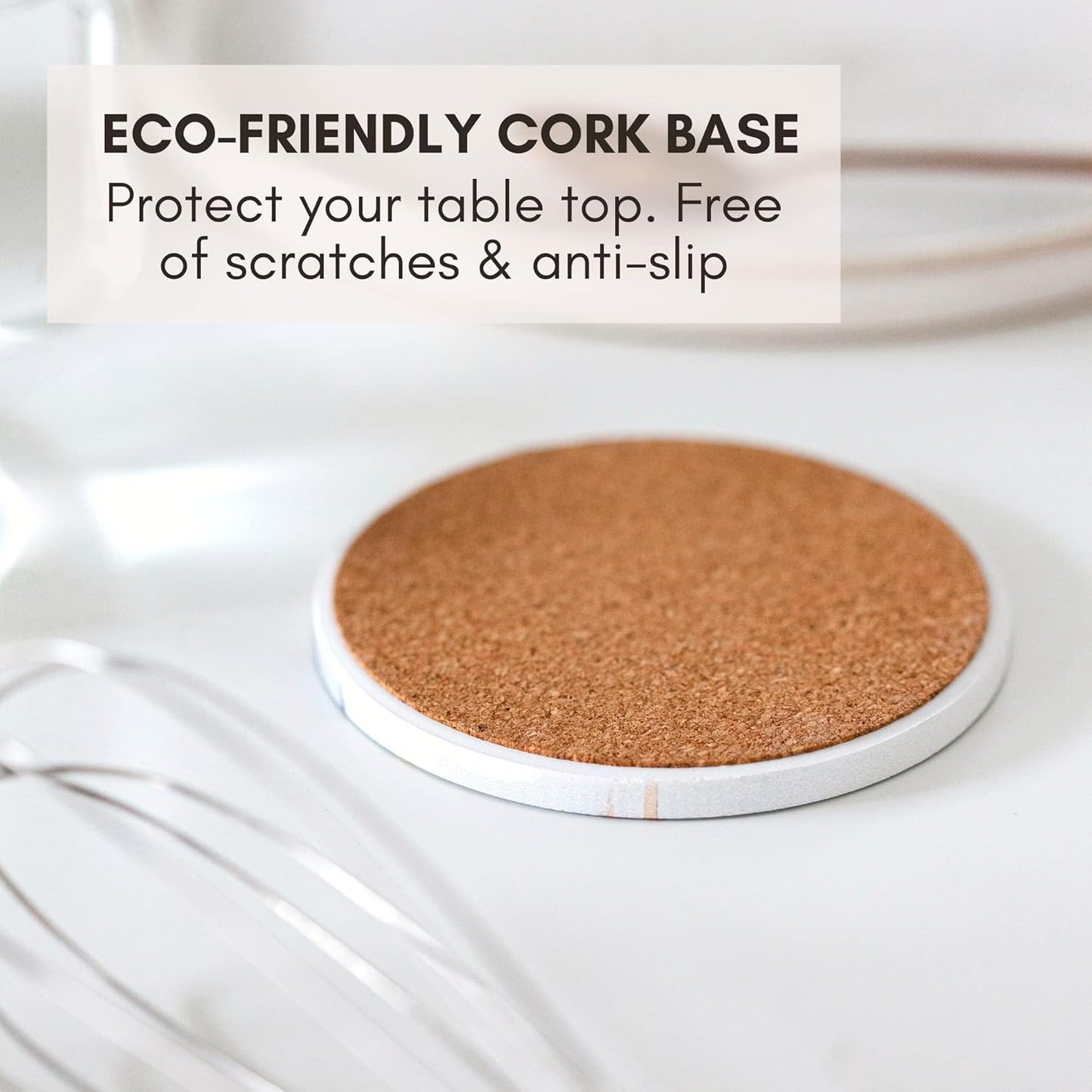 Terrazzo Drink Absorbent Coasters with Holder Set of 6, Ceramic Coaster for Drinks, Coffee Table Decor, Water Absorbing Stone Coaster for Drinks (Marble)