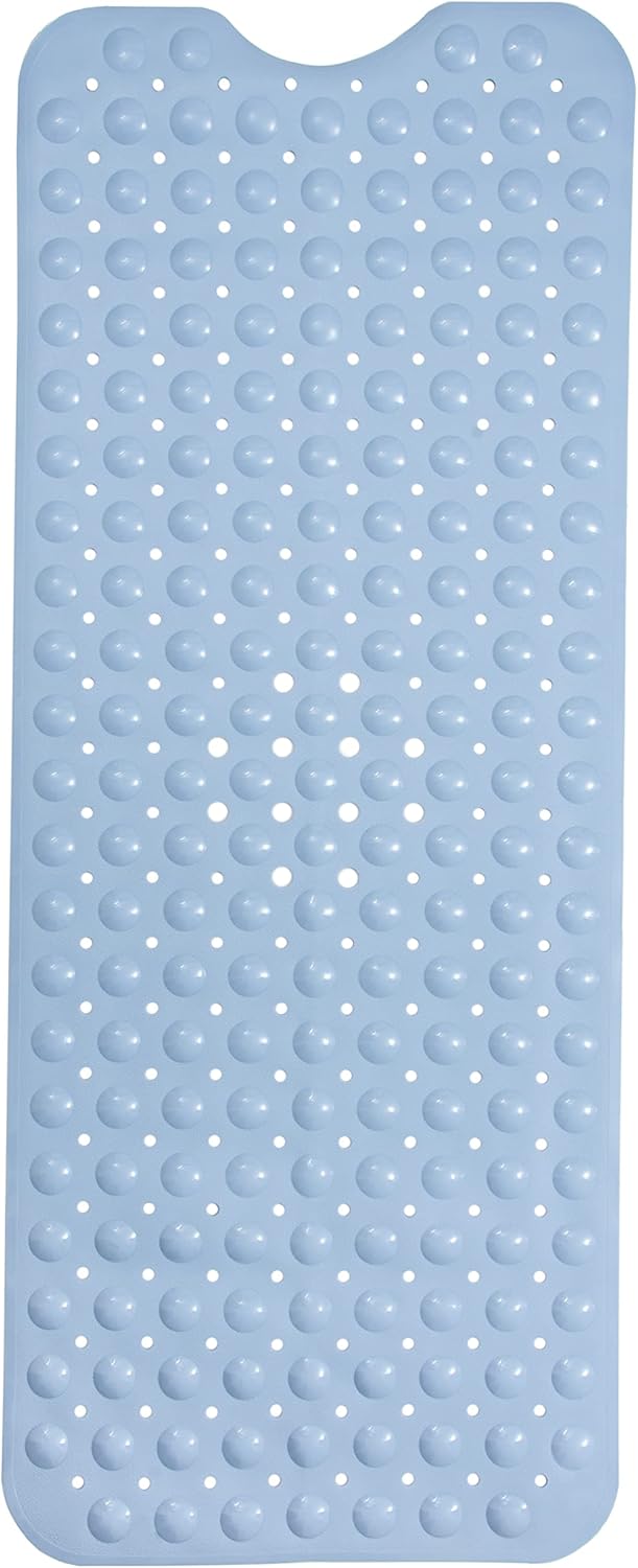 ENKOSI Non-Slip Bath Mat - Extra Long 40 x 16 Inch Large Anti-Slip Tub & Shower Mat with Suction Cups and Drain Holes for Bathroom Bathtub Safety and Decor (40x16 Aqua Blue)
