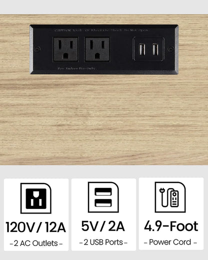 TUTOTAK End Table with Charging Station, Set of 2, Small Side Table with Outlets, Nightstand Bedside Table, 2-Tier Storage Shelf for Small Space, Living Room, Bedroom Oak TB01BO041