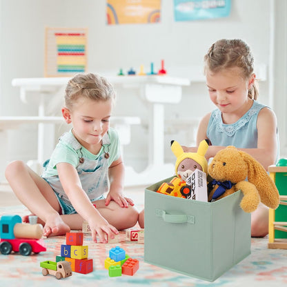Stero Fabric Storage Bins 6 Pack Fun Colored Durable Storage Cubes with Handles Foldable Cube Baskets for Home, Kids Room, Closet and Toys Organization Cyan, Green, Yellow